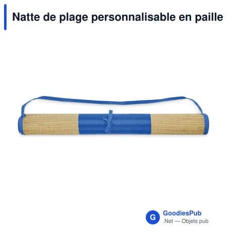 Natte de plage personnalisable en paille naturelle avec logo