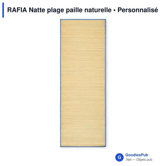 Natte de plage personnalisable en paille naturelle avec logo - Image 3