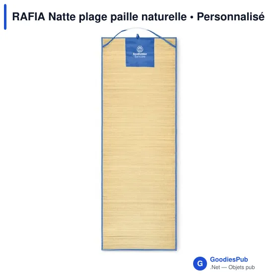 Natte de plage personnalisable en paille naturelle avec logo - Image 4