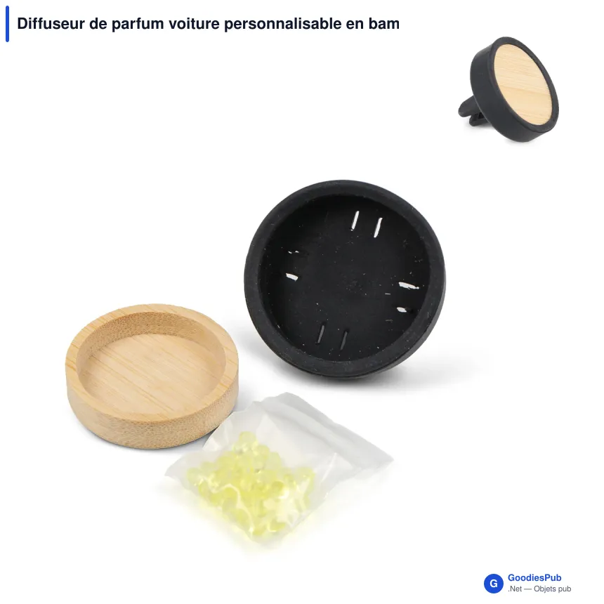 Diffuseur de parfum voiture personnalisable en bambou avec logo - Aération - Image 1