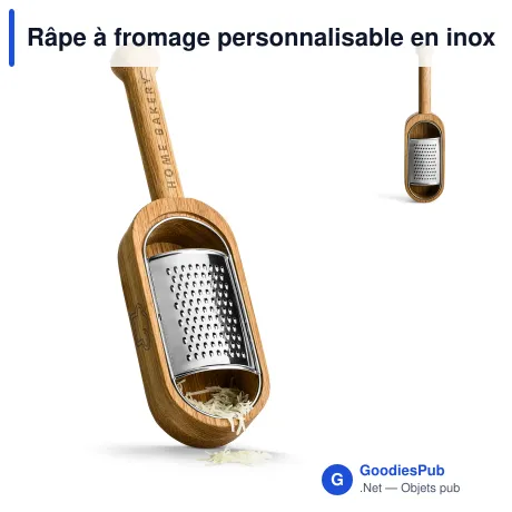 Râpe à fromage personnalisable en inox et bois avec logo - Sagaform Nature