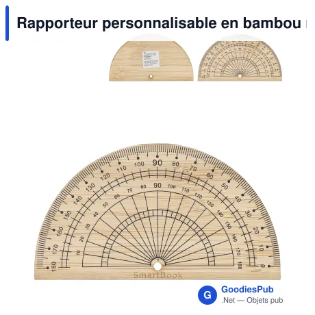 Rapporteur personnalisable en bambou naturel avec logo - Géométrie bambou