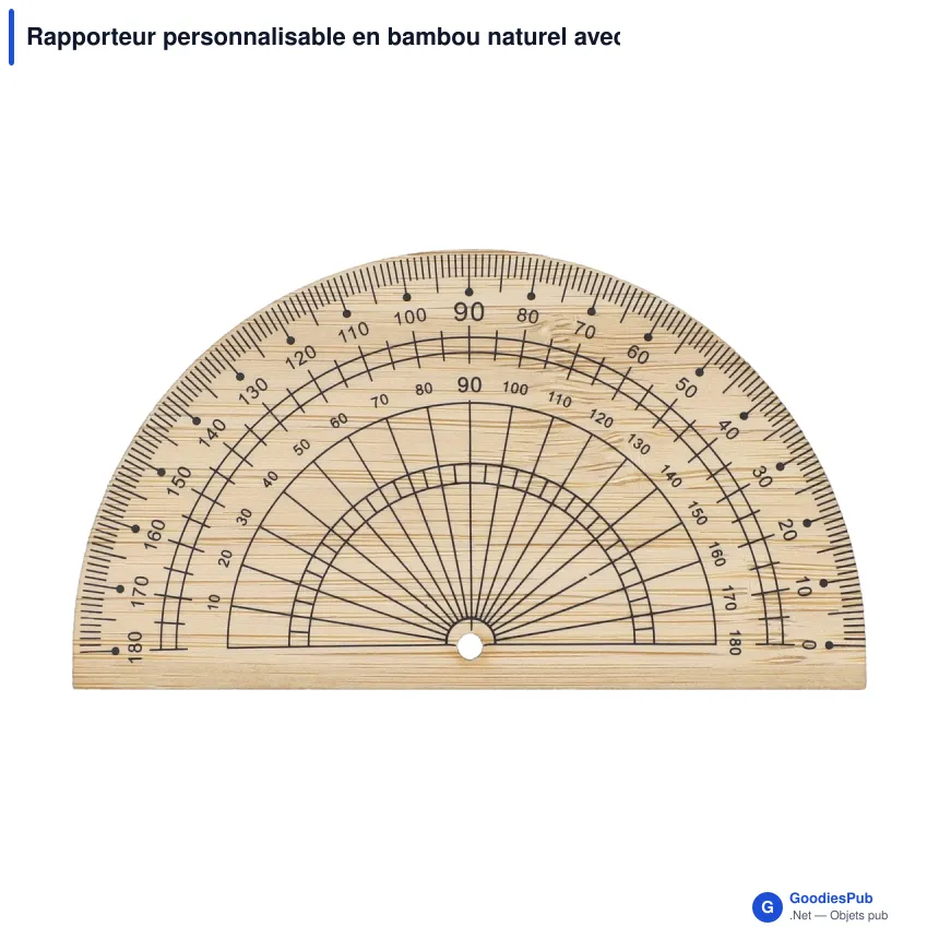 Rapporteur personnalisable en bambou naturel avec logo - Géométrie bambou - Image 2