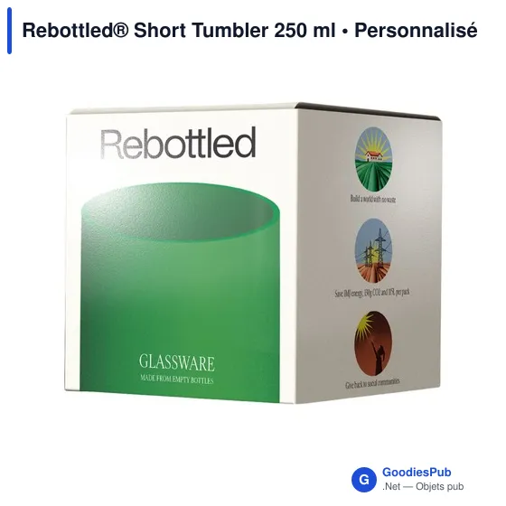 Verre à boire personnalisable Rebottled® Short Tumbler 250 mlavec logo - Image 2