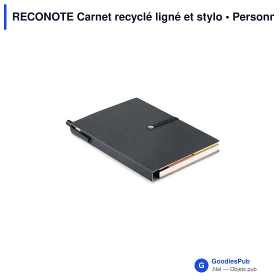 RECONOTE Carnet recyclé ligné et stylo - Image 1