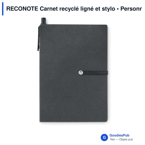 RECONOTE Carnet recyclé ligné et stylo - Image 2