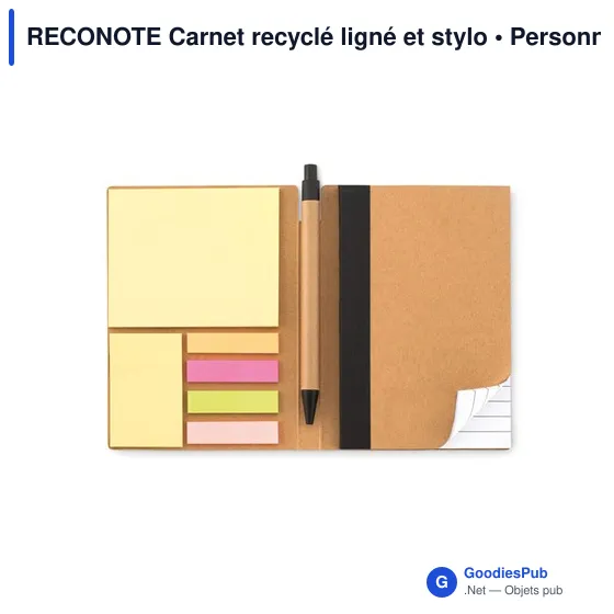 RECONOTE Carnet recyclé ligné et stylo - Image 3