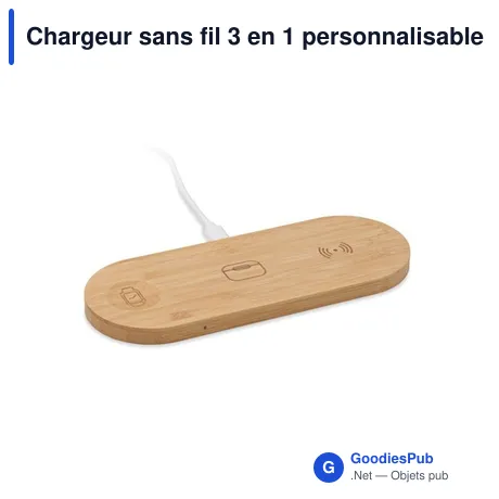 Chargeur sans fil 3 en 1 personnalisable avec logo - RECPAD