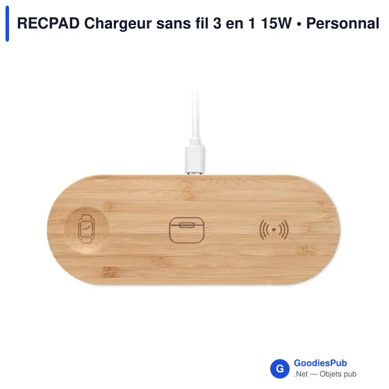 Chargeur sans fil 3 en 1 personnalisable avec logo - RECPAD - Image 2