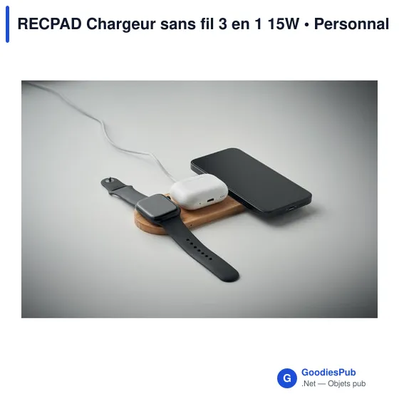 Chargeur sans fil 3 en 1 personnalisable avec logo - RECPAD - Image 5