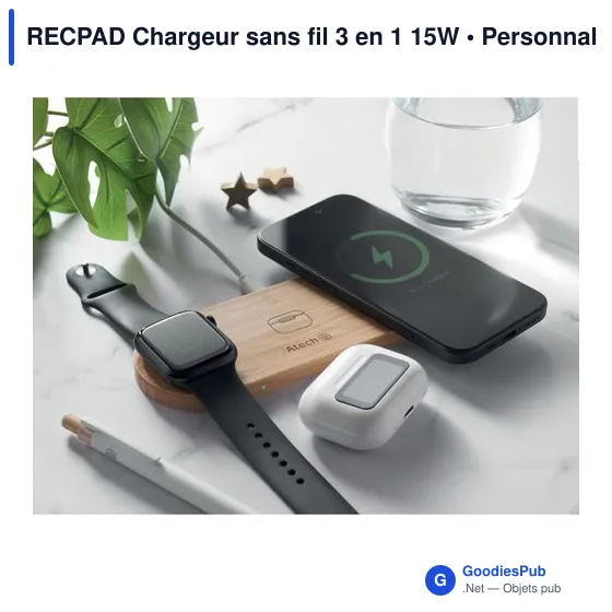 Chargeur sans fil 3 en 1 personnalisable avec logo - RECPAD - Image 8