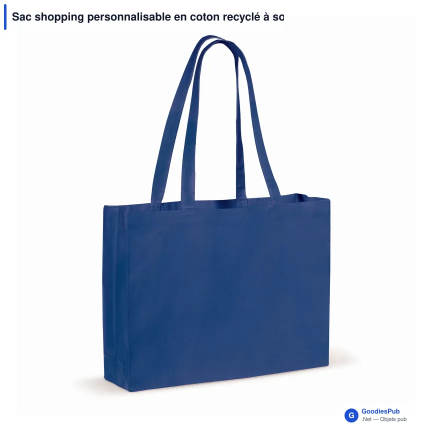 Sac shopping personnalisable en coton recyclé à soufflet 49x14x37 cm avec logo - Large - Image 2