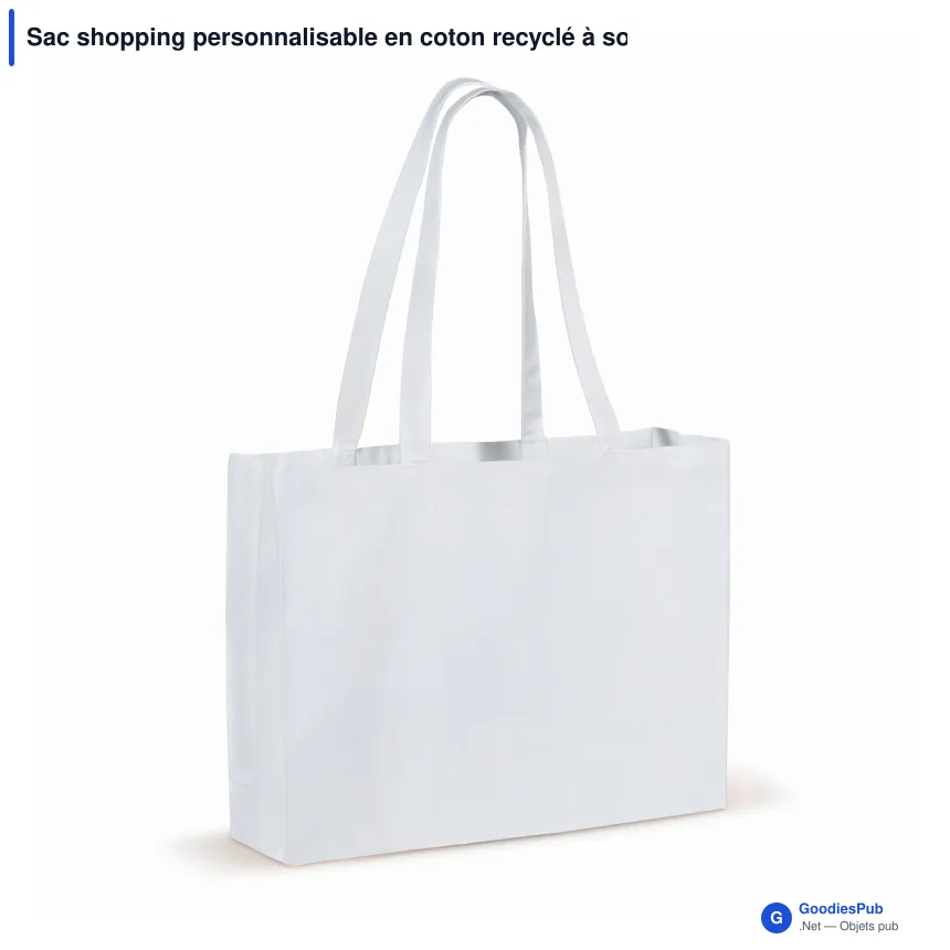 Sac shopping personnalisable en coton recyclé à soufflet 49x14x37 cm avec logo - Large - Image 4