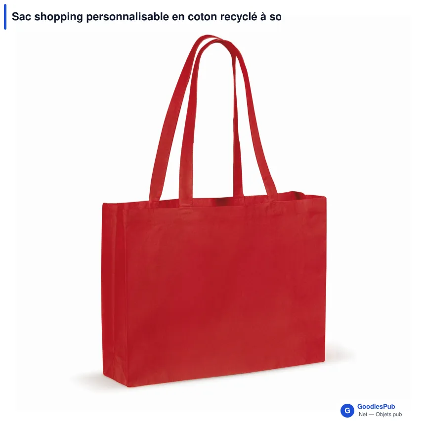 Sac shopping personnalisable en coton recyclé à soufflet 49x14x37 cm avec logo - Large - Image 5