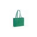 Variante Vert foncé - Sac shopping personnalisable en coton recyclé à soufflet 49x14x37 cm avec logo - Large