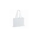 Variante Blanc - Sac shopping personnalisable en coton recyclé à soufflet 49x14x37 cm avec logo - Large
