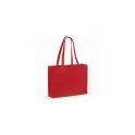 Variante Rouge - Sac shopping personnalisable en coton recyclé à soufflet 49x14x37 cm avec logo - Large