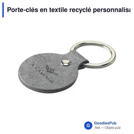 Porte-clés en textile recyclé personnalisable avec logo - Recycled Denim Textile