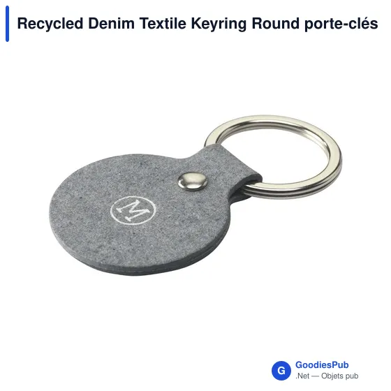 Porte-clés en textile recyclé personnalisable avec logo - Recycled Denim Textile - Image 3