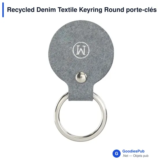 Porte-clés en textile recyclé personnalisable avec logo - Recycled Denim Textile - Image 4