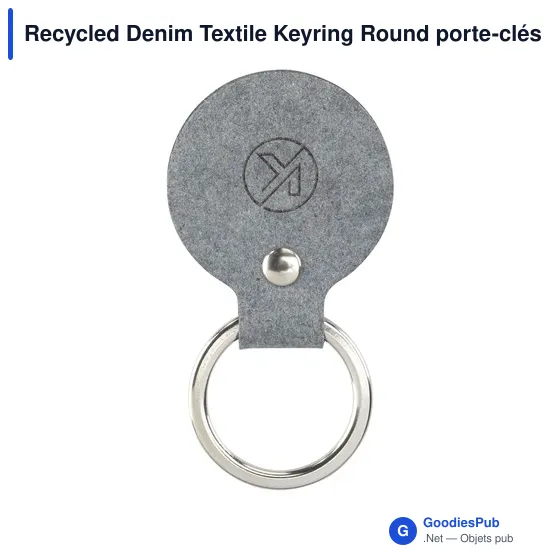 Porte-clés en textile recyclé personnalisable avec logo - Recycled Denim Textile - Image 6