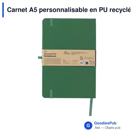 Carnet A5 personnalisable en PU recyclé avec logo