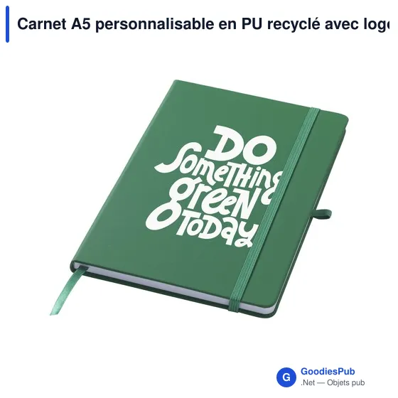 Carnet A5 personnalisable en PU recyclé avec logo - Image 2