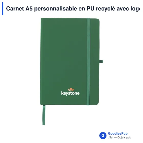 Carnet A5 personnalisable en PU recyclé avec logo - Image 4