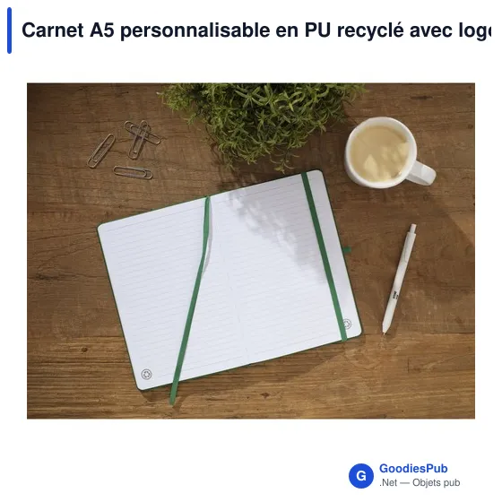 Carnet A5 personnalisable en PU recyclé avec logo - Image 5