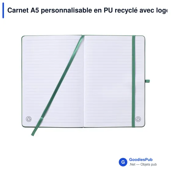 Carnet A5 personnalisable en PU recyclé avec logo - Image 7