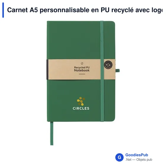 Carnet A5 personnalisable en PU recyclé avec logo - Image 8
