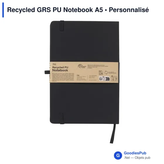 Carnet A5 personnalisable en PU recyclé avec logo - Image 9