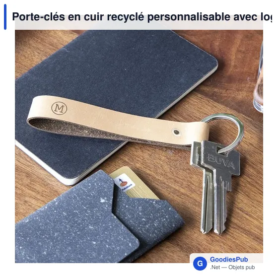 Porte-clés en cuir recyclé personnalisable avec logo - MADE out of - Image 3