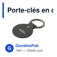 Porte-clés en cuir recyclé personnalisable avec logo - Recycled Leather Keyring Round - Miniature 1