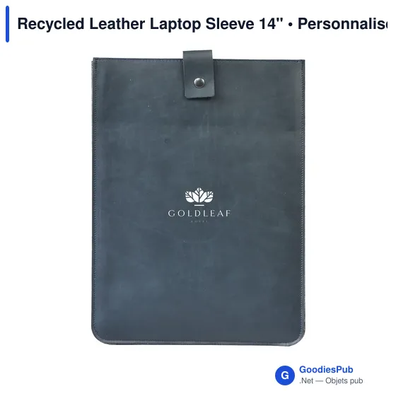 Housse pour ordinateur portable personnalisable en cuir recyclé - MADE outavec logo - Image 7