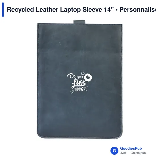 Housse pour ordinateur portable personnalisable en cuir recyclé - MADE outavec logo - Image 8