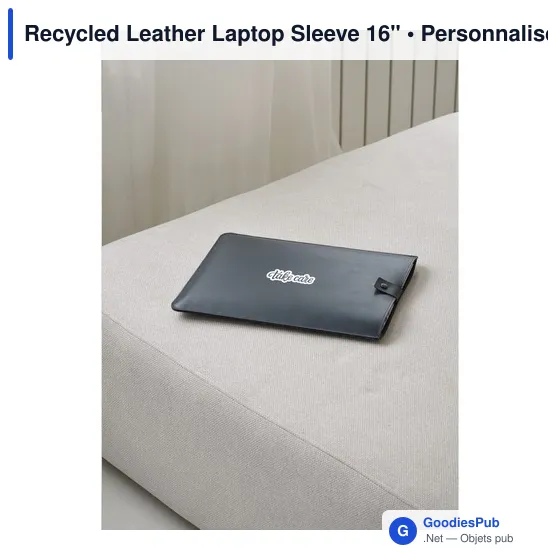 Housse pour ordinateur portable 16" personnalisable en cuir recycléavec logo - Image 11
