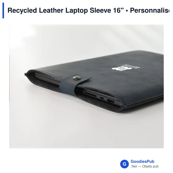 Housse pour ordinateur portable 16" personnalisable en cuir recycléavec logo - Image 12