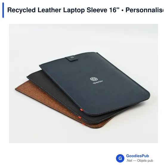 Housse pour ordinateur portable 16" personnalisable en cuir recycléavec logo - Image 4