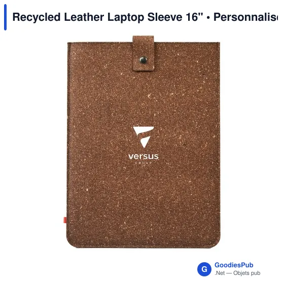 Housse pour ordinateur portable 16" personnalisable en cuir recycléavec logo - Image 5