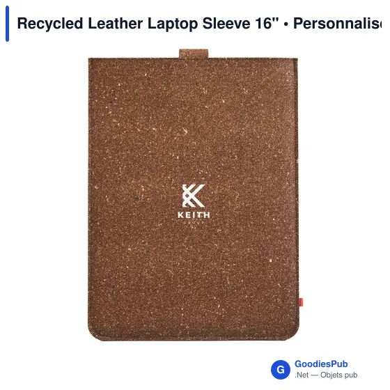 Housse pour ordinateur portable 16" personnalisable en cuir recycléavec logo - Image 6