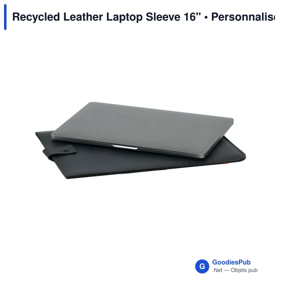 Housse pour ordinateur portable 16" personnalisable en cuir recycléavec logo - Image 9