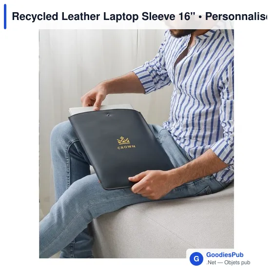 Housse pour ordinateur portable 16" personnalisable en cuir recycléavec logo - Image 10