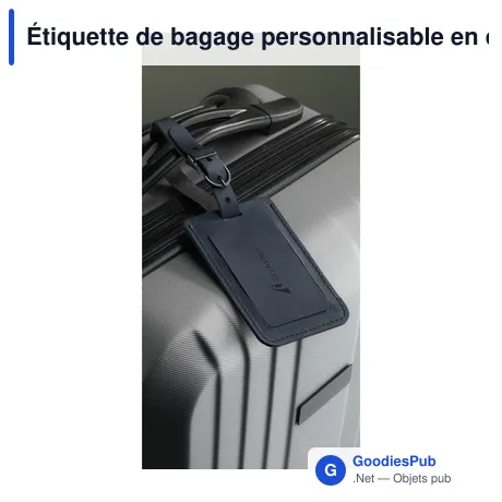 Étiquette de bagage personnalisable en cuir recyclé avec logo