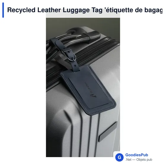 Étiquette de bagage personnalisable en cuir recyclé avec logo - Image 1