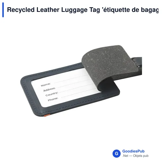 Étiquette de bagage personnalisable en cuir recyclé avec logo - Image 3