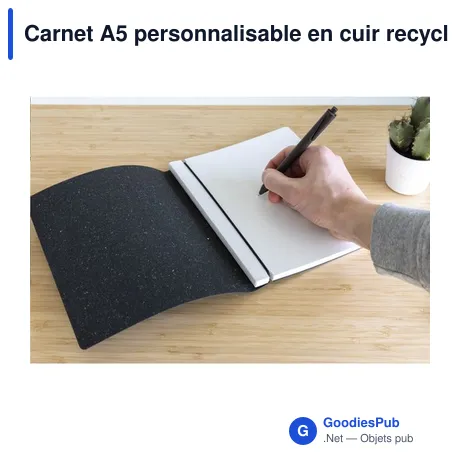 Carnet A5 personnalisable en cuir recyclé avec logo - MADE out of