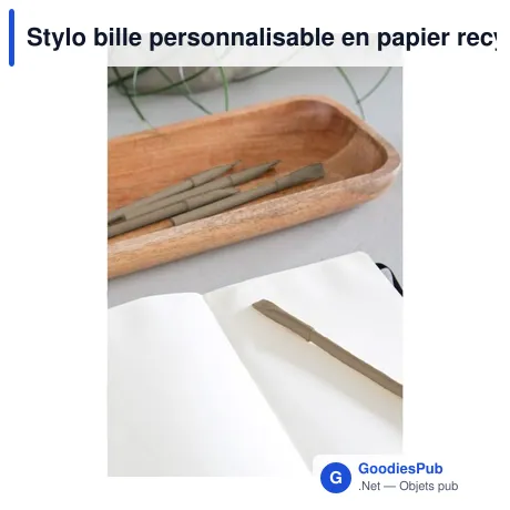 Stylo bille personnalisable en papier recyclé avec logo