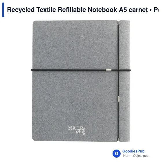 Carnet A5 personnalisable en textile recyclé avec logo - Image 3