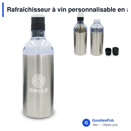 Rafraîchisseur à vin personnalisable en acier inoxydable avec logo - Argent